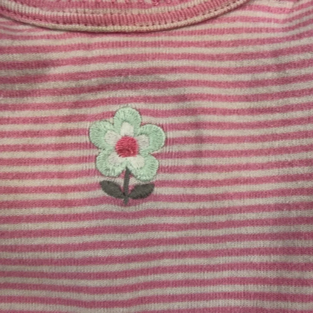Carter's Romper Girls 3-6 Months Pink Striped Flower One Piece Bodysuit